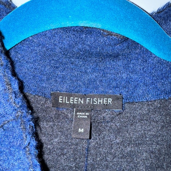 Eileen fisher women’s navy blue buttonn blazer M merino wool blend soft warm - Picture 3 of 7
